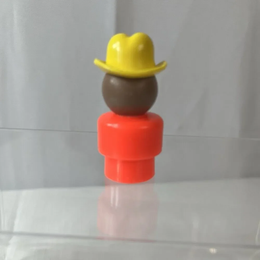 Vintage Fisher Price Little People Orange Boy Cowboy Yellow Hat